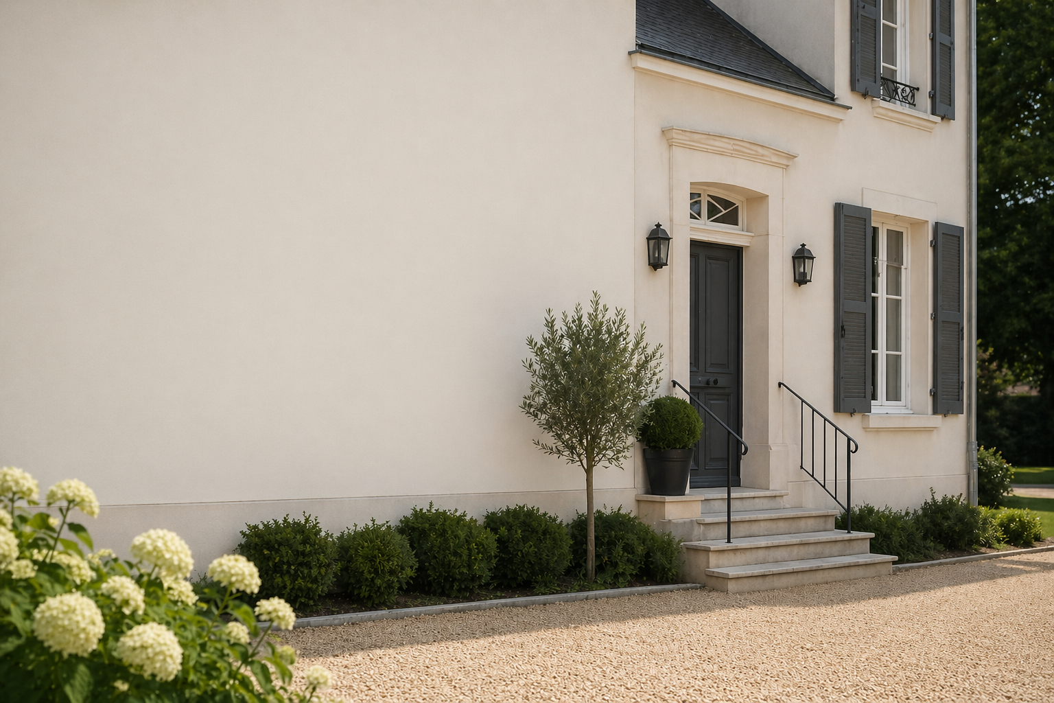 Detail of French limestone facade
